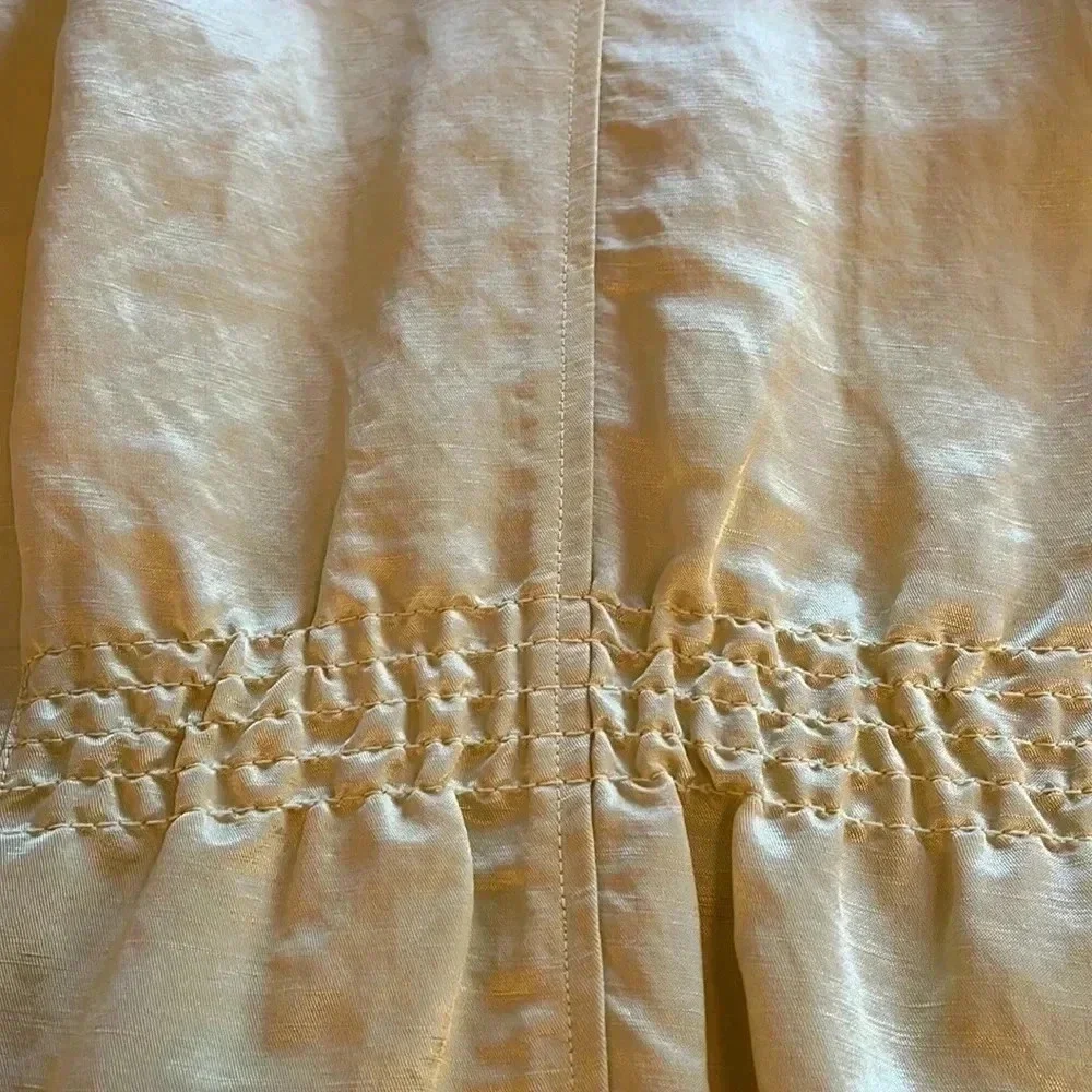 Linen‎ Blend Jacket Women’s Med P Yellow Front Zip Pockets Collar Modern Artsy